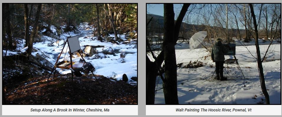 Setup Along A Brook In Winter, Cheshire, Ma · Walt Painting The Hoosic River, Pownal, Vt