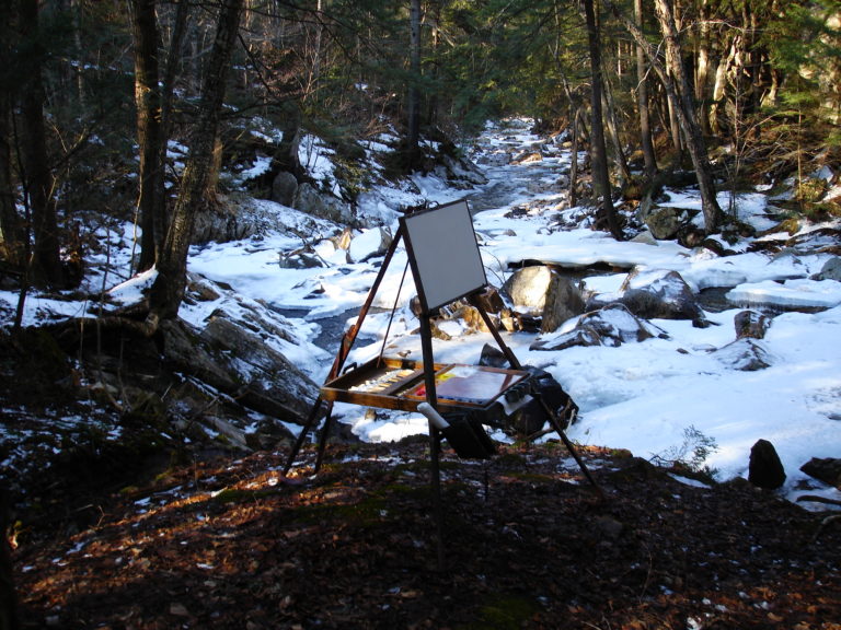 Setup Along A Brook In Winter, Cheshire, Ma