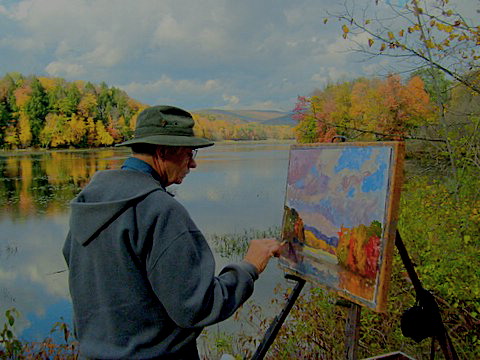 Walt painting At Cheshire Lake